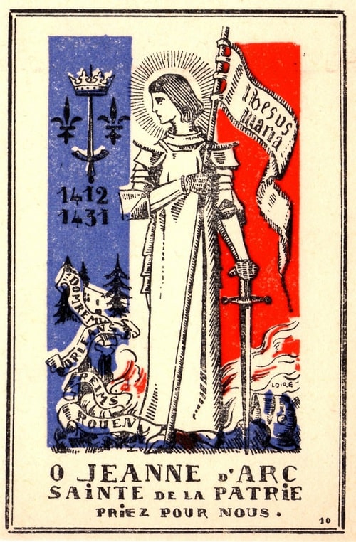Image Pieuse Jeanne d'Arc Sainte de la Patrie, Priez pour Nous