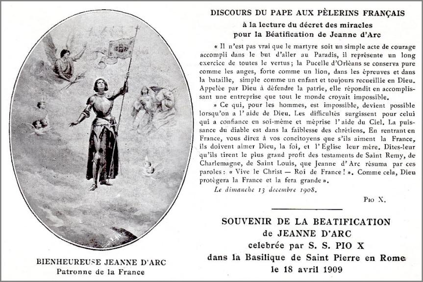 Discours Saint Pie X sur Sainte Jeanne d'Arc