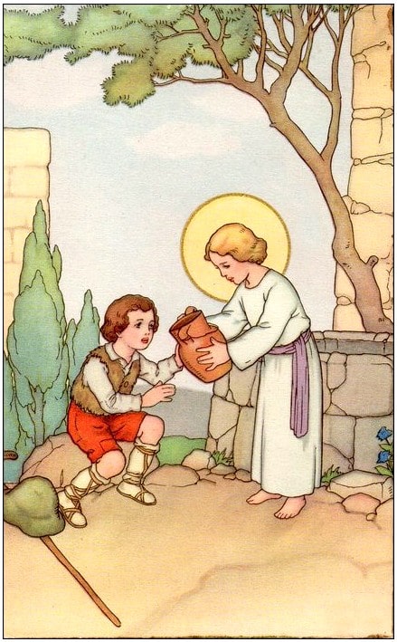 Jésus aidant l'enfant pauvre