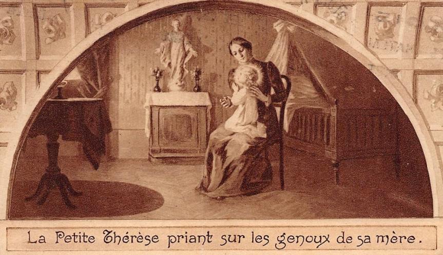 Sainte Thérèse priant sur les genoux mère Zélie Martin